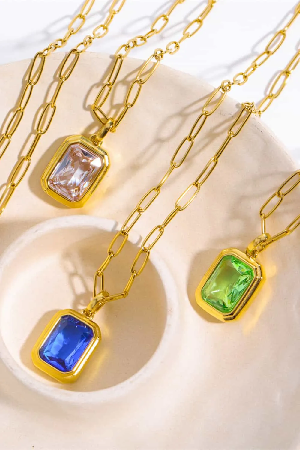 Zircon 18K Gold-Plated Geometrical Shape Pendant Necklace, image 3