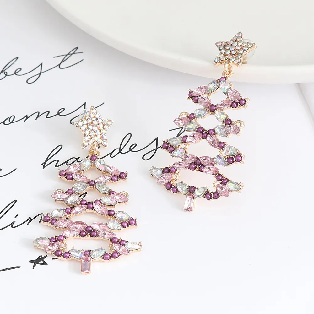 Christmas Tree Rhinestone Alloy Earrings, image 5