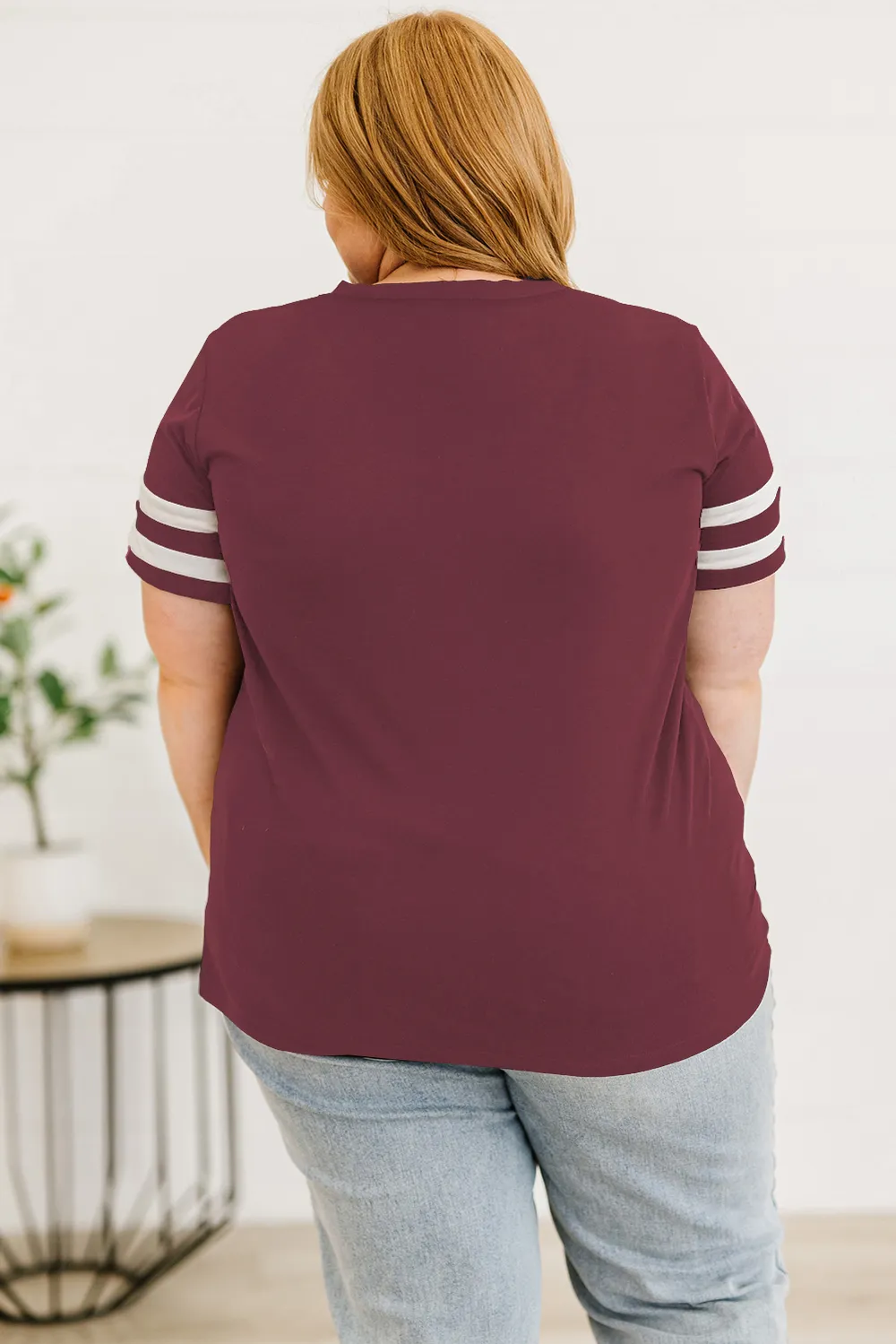 Plus Size Striped V-Neck Tee Shirt, image 7