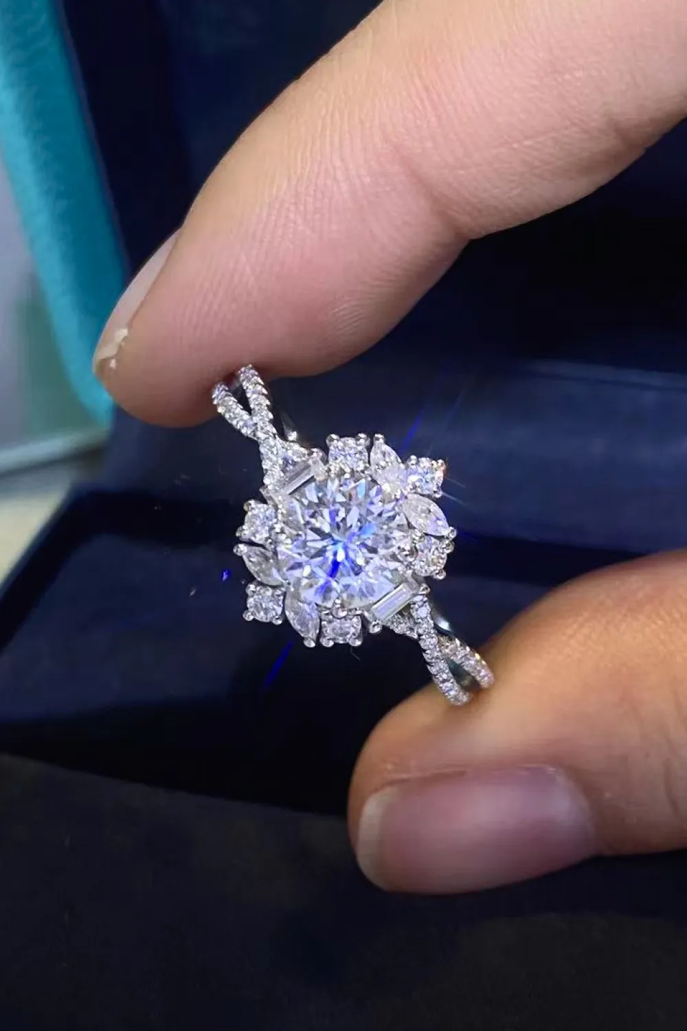 Floral 2 Carat Moissanite Crisscross Ring, image 5