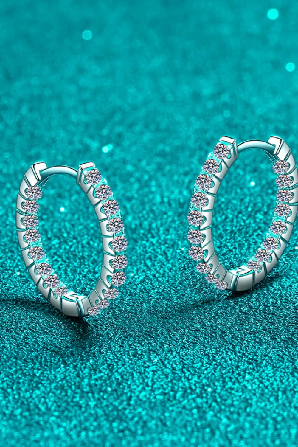 Moissanite 925 Sterling Silver Huggie Earrings, image 3