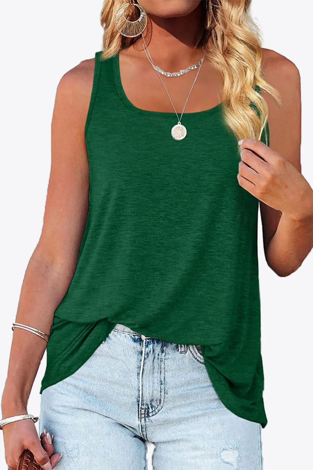 Curved Hem Square Neck Tank, image 8