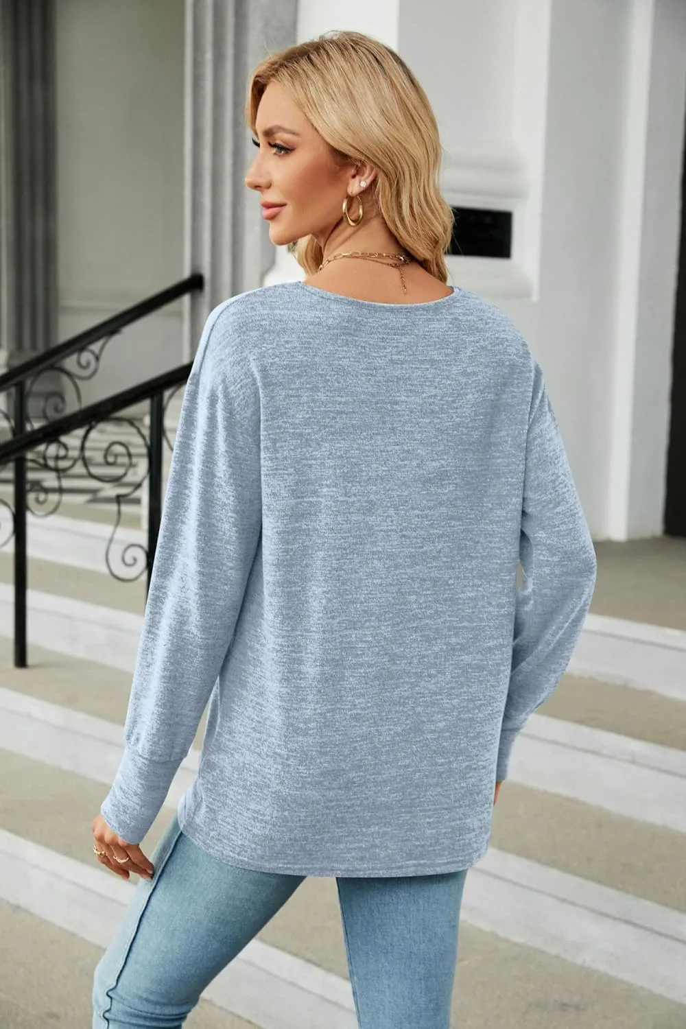V-Neck Long Sleeve T-Shirt, image 7