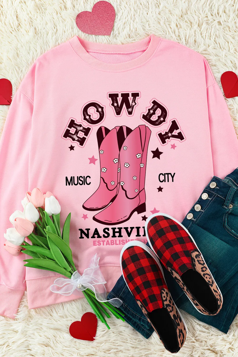 Cowboy Boots Graphic Dropped Shoulder Sweatshirt, image 2
