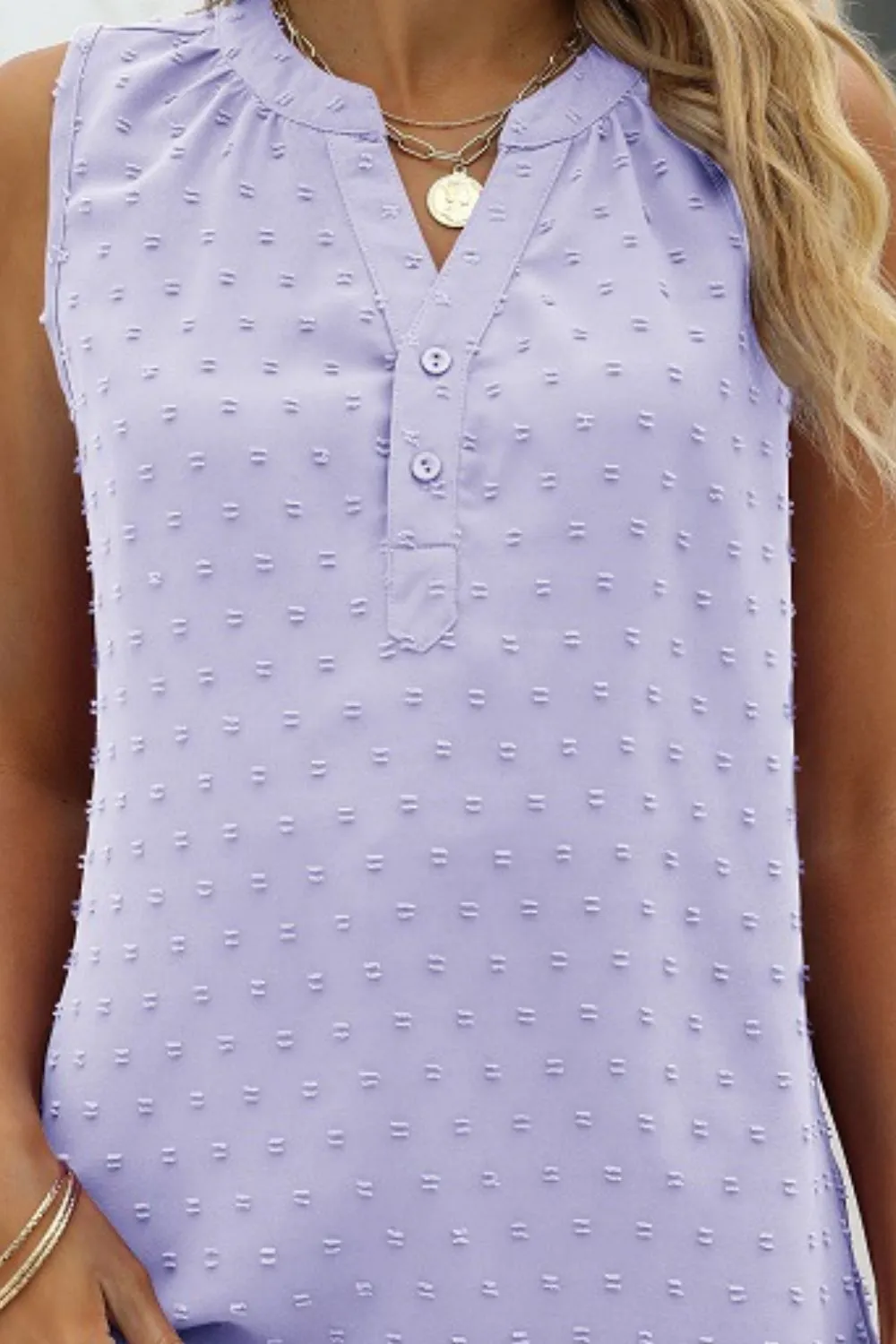 Swiss Dot Notched Neck Tank, image 10