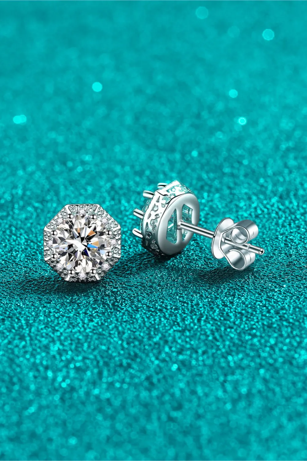 2 Carat Moissanite 925 Sterling Silver Stud Earrings, image 2