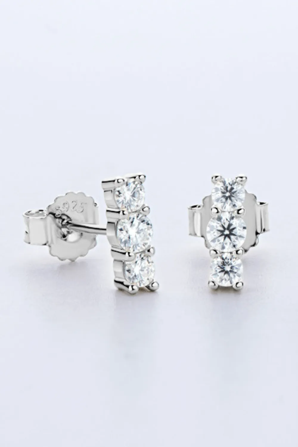 Heartbeat Rhythm 925 Sterling Silver Moissanite Stud Earrings, image 3