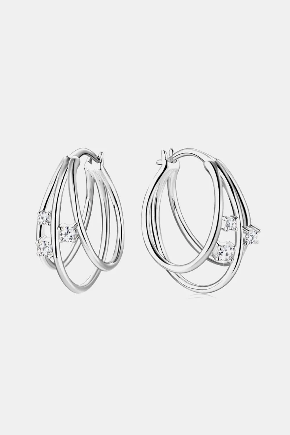 Moissanite 925 Sterling Silver Layered Earrings, image 2