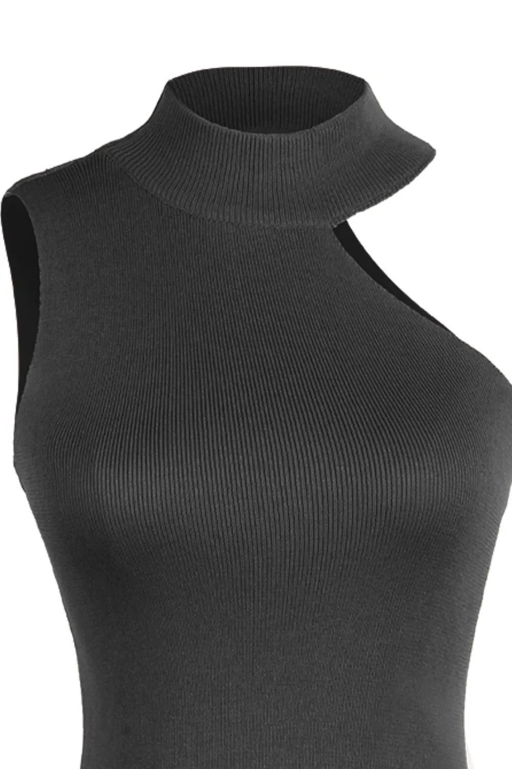 Asymmetrical Sleeveless Rib-Knit Top, image 2