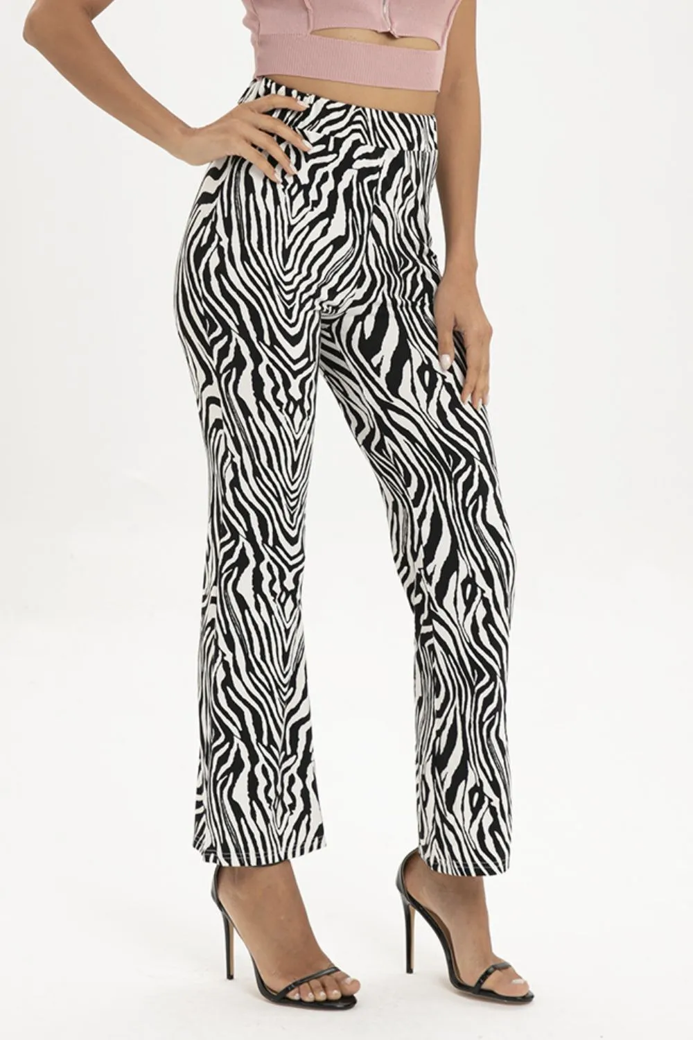 Zebra Print Straight Leg Pants, image 2
