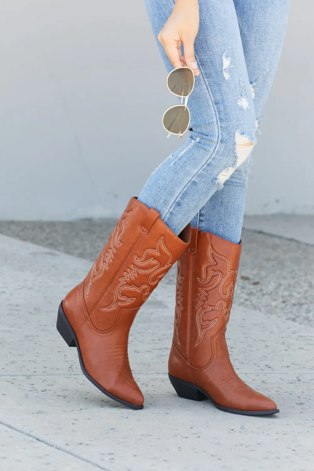 Countryside Lane Mid-Calf Embroidered Cowboy Boots