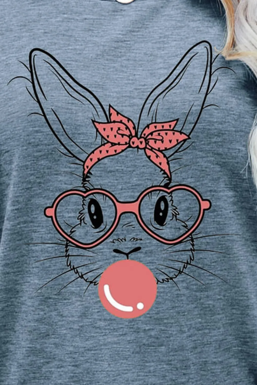 Easter Bunny Graphic Round Neck T-Shirt, image 7