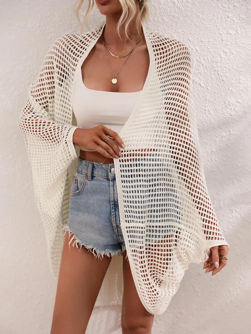 Openwork Open Front Longline Cover Up, image 8