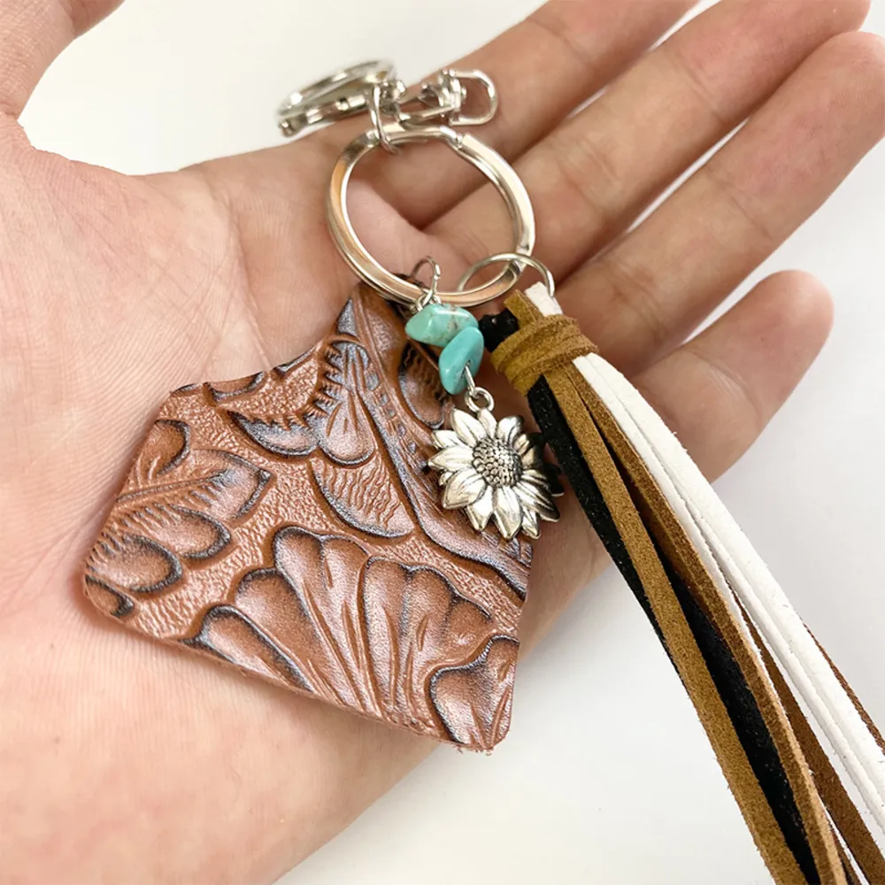 Turquoise Fringe Detail Key Chain, image 6