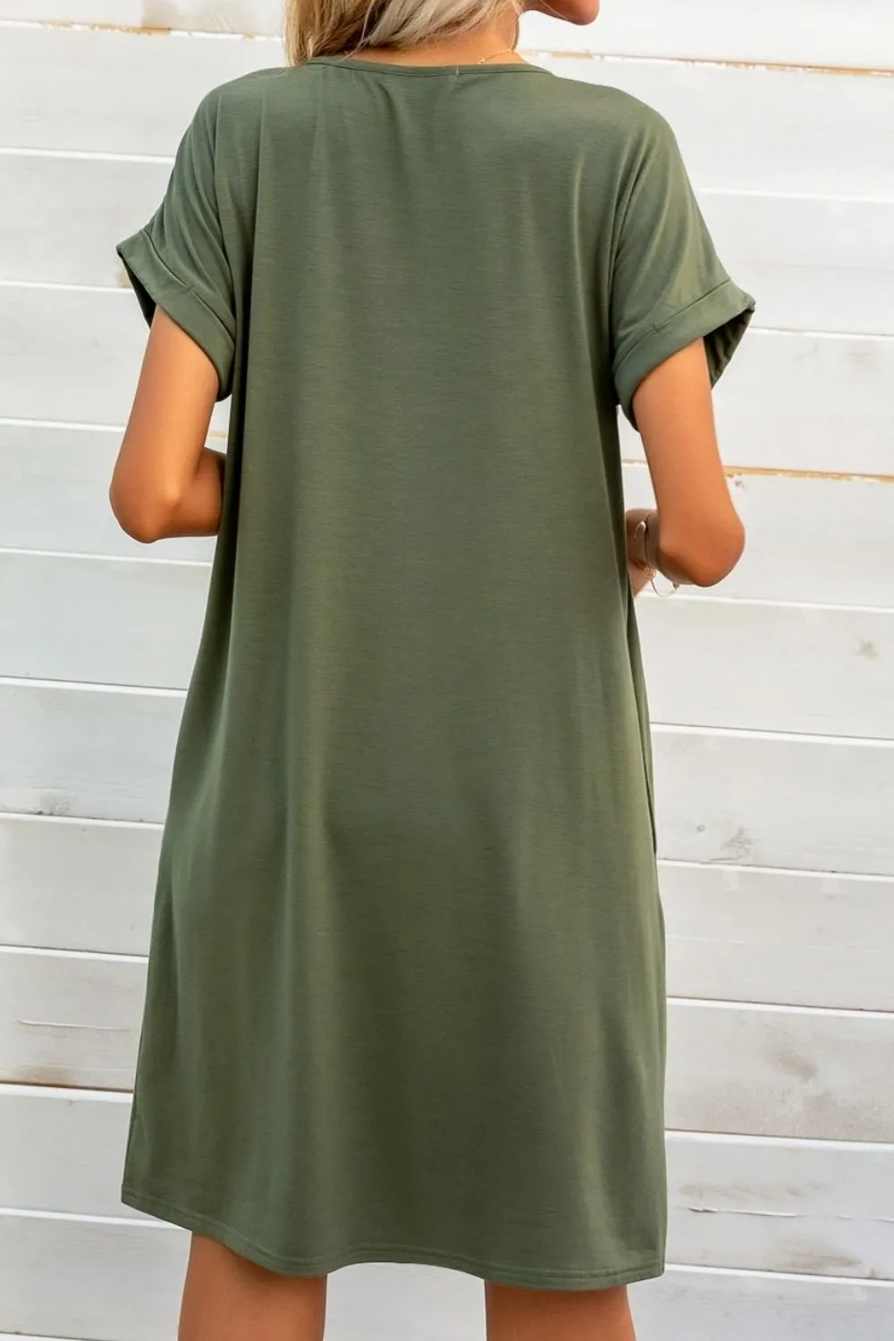 Scoop Neck Short Sleeve Pocket Dress, image 4