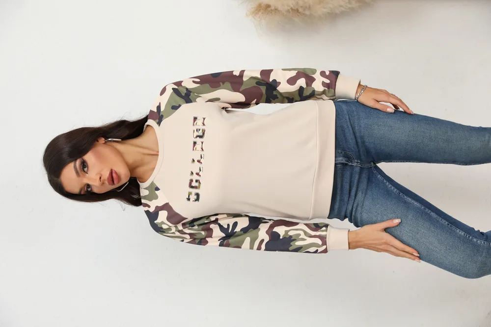 Camouflage Raglan Sleeve Sweatshirt, image 3