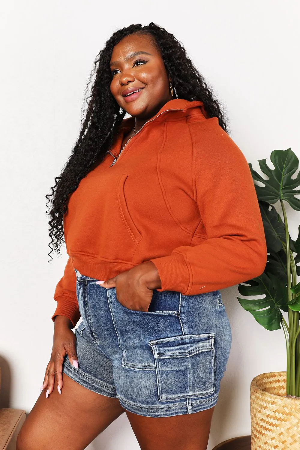 Half-Zip Long Sleeve Hoodie, image 2
