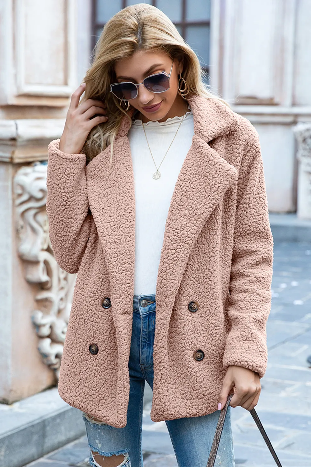 Full Size Lapel Collar Sherpa Coat, image 5
