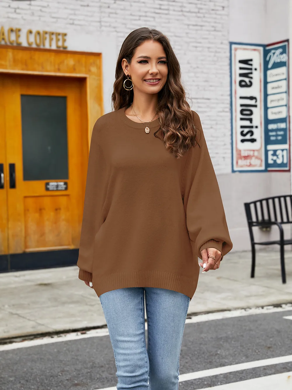 Round Neck Ribbed Trim Sweater, image 14
