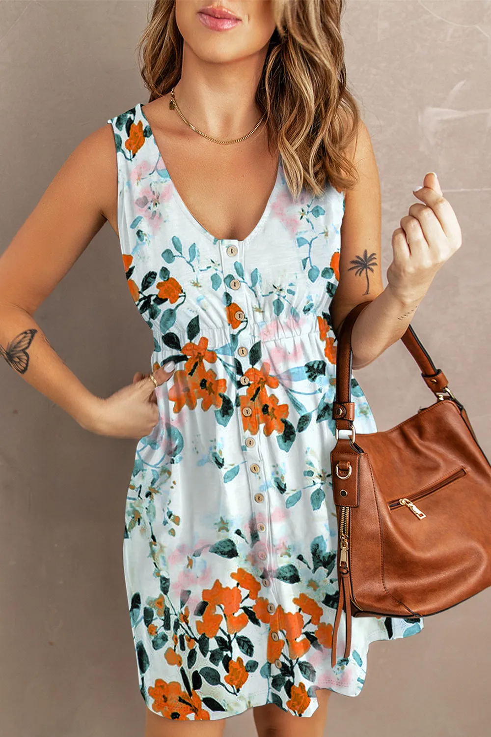Printed Button Down Sleeveless Magic Dress, image 2