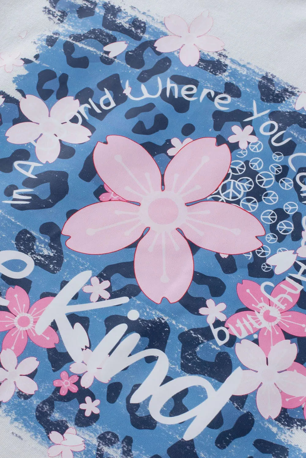 Leopard Floral Graphic Round Neck Tee, image 2