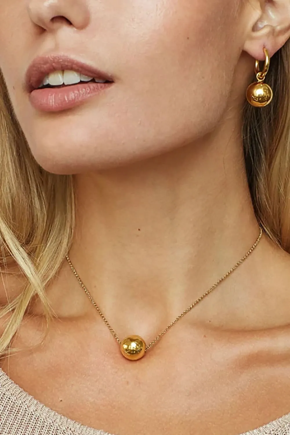 18K Gold-Plated Round Shape Pendant Necklace, image 3