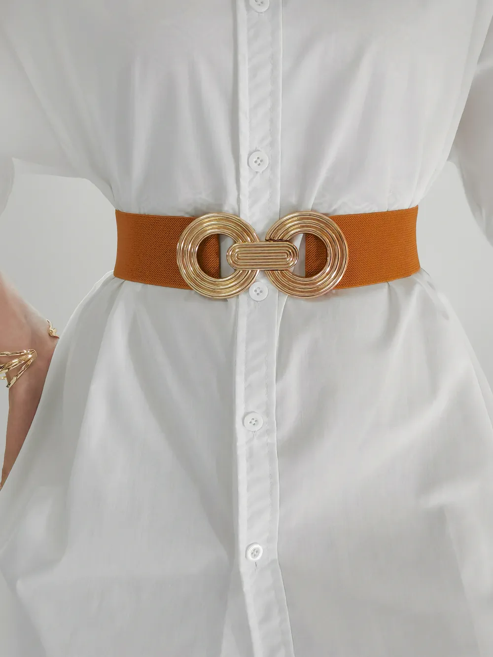 Geometric Buckle Elastic Wide Belt, image 3