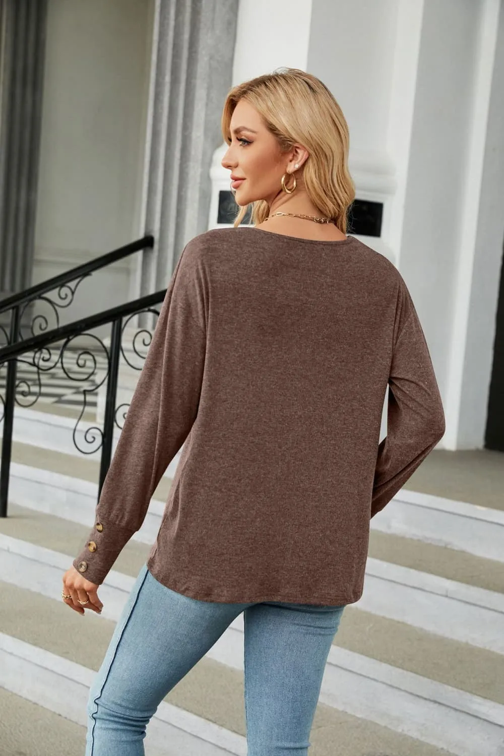 V-Neck Long Sleeve T-Shirt, image 7