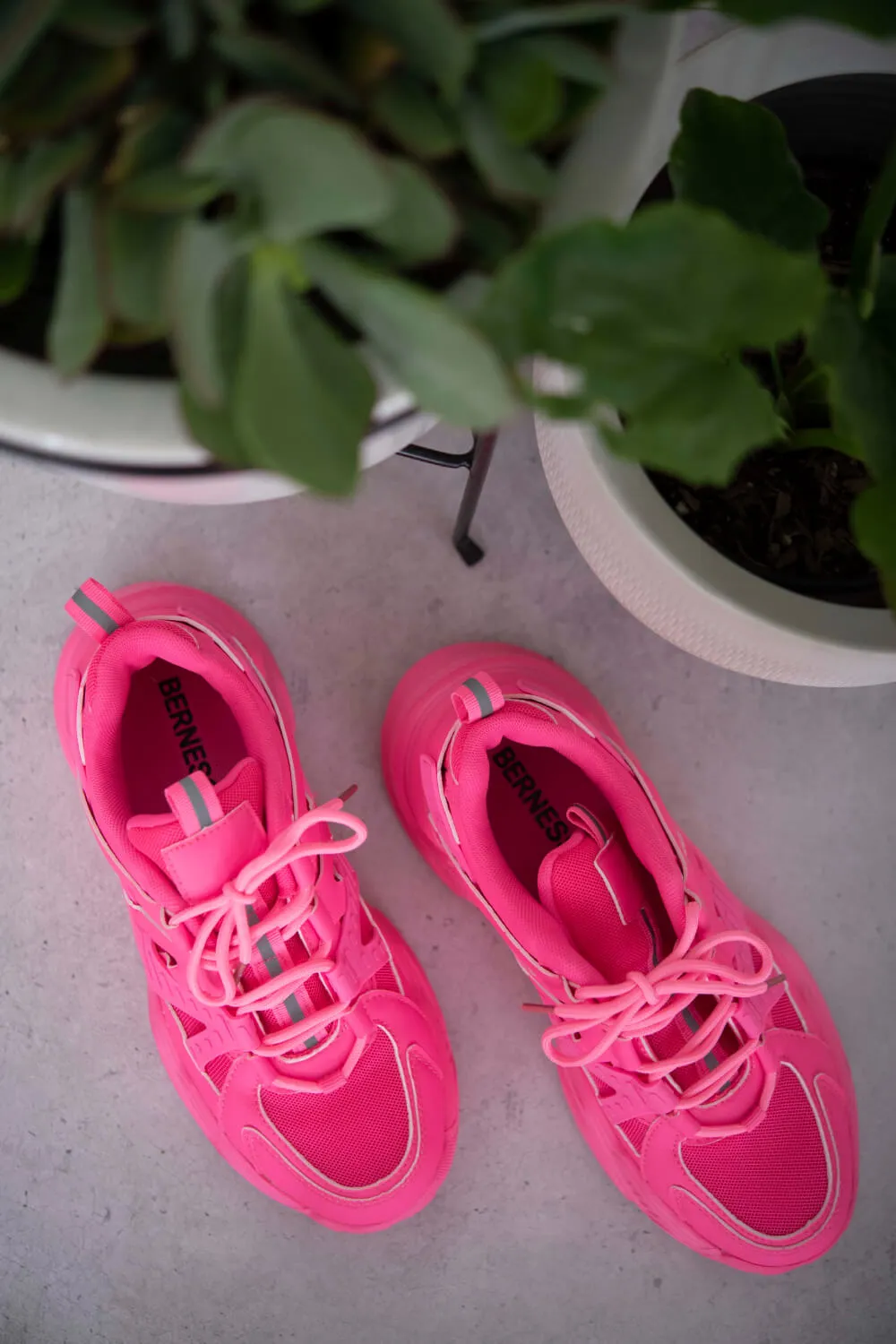 Running Late Chunky Sole Athletic Sneakers in Hot Pink, image 2