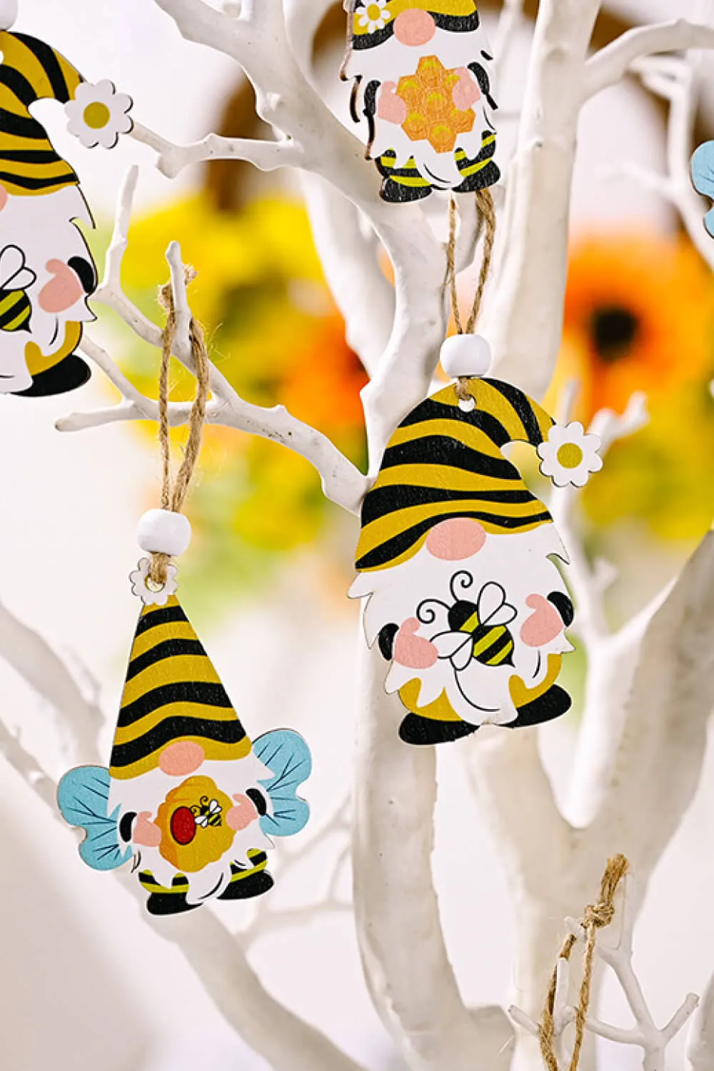 3-Pack Bee Wood Gnome Ornaments, image 6