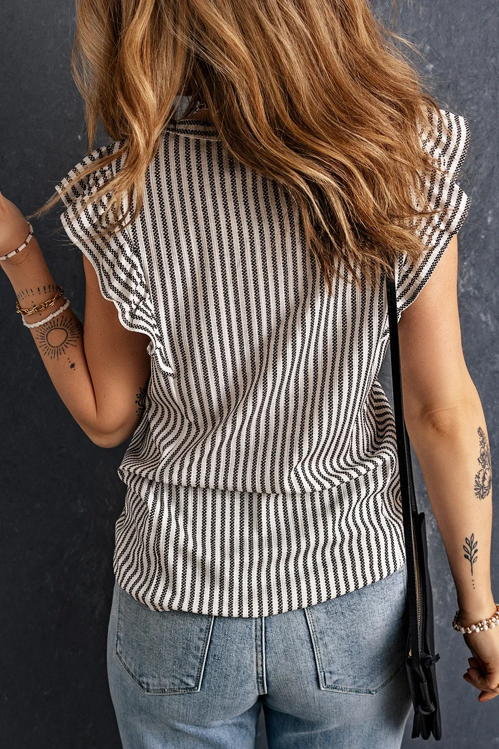 Striped Flutter Sleeve Tank, image 3