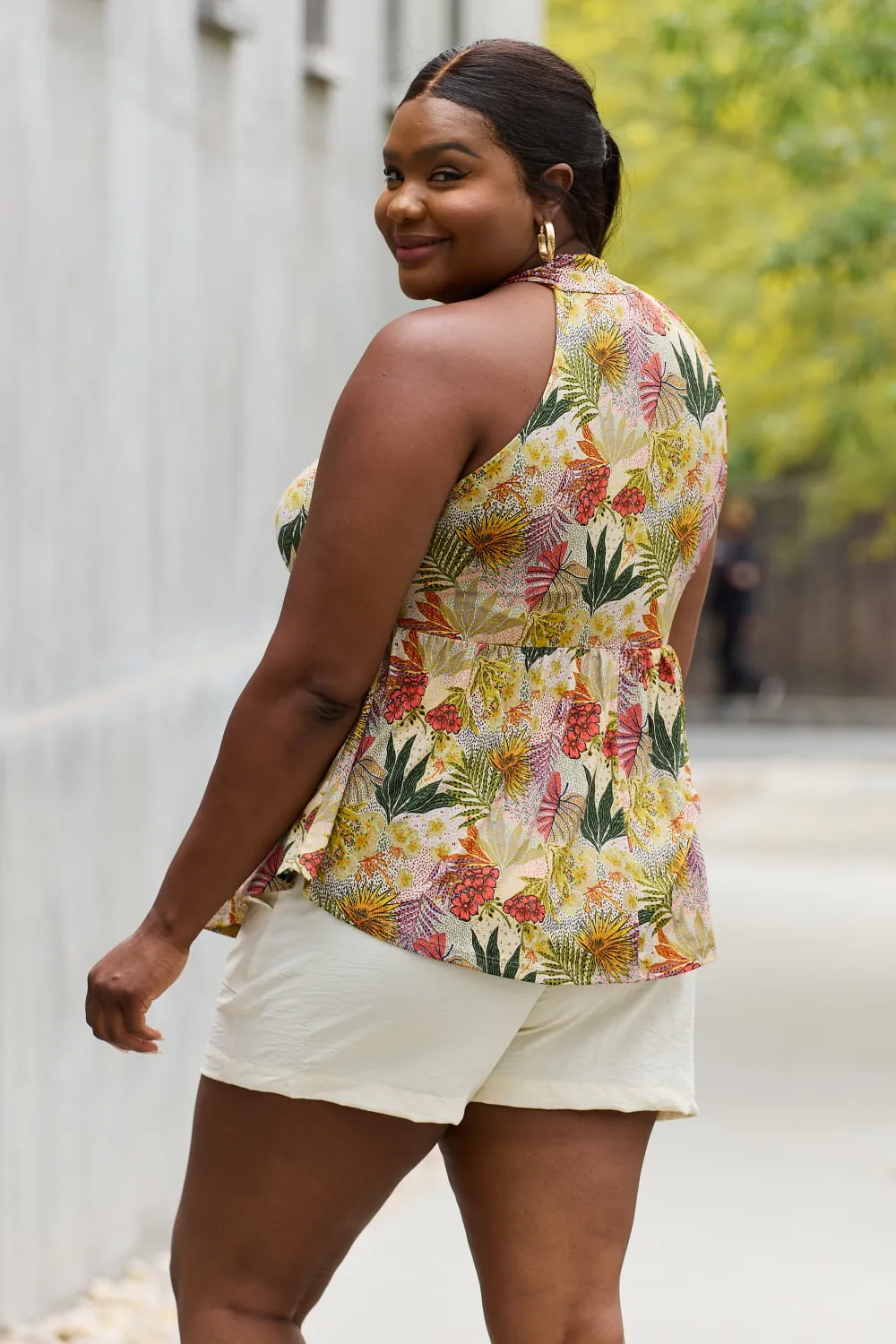 Full Size Floral Halter Top in Green, image 8