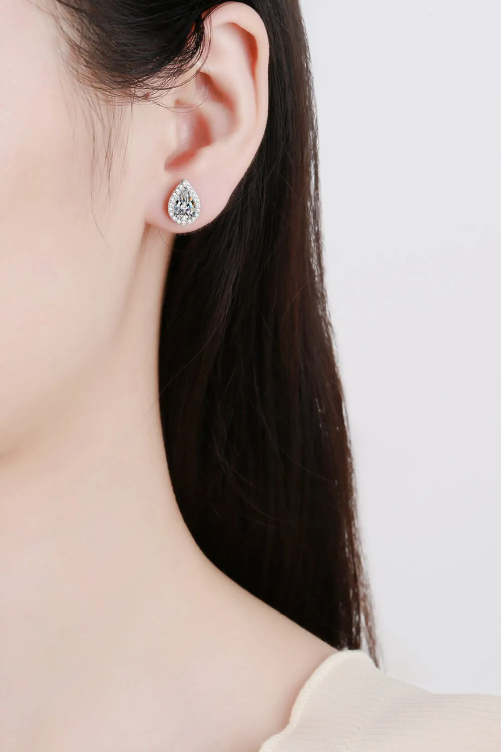 Moissanite Teardrop Stud Earrings, image 2