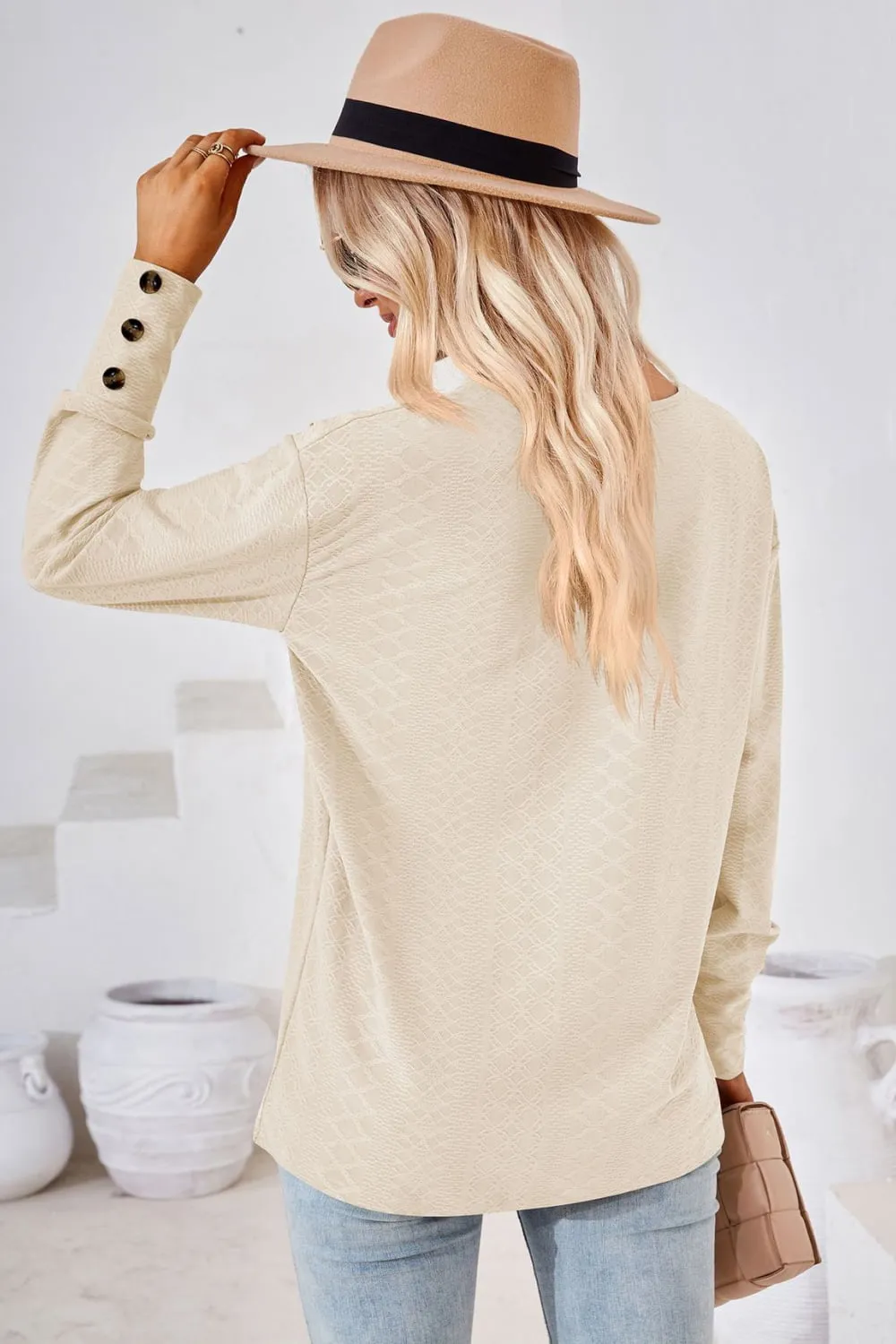 V-Neck Long Sleeve Blouse, image 7