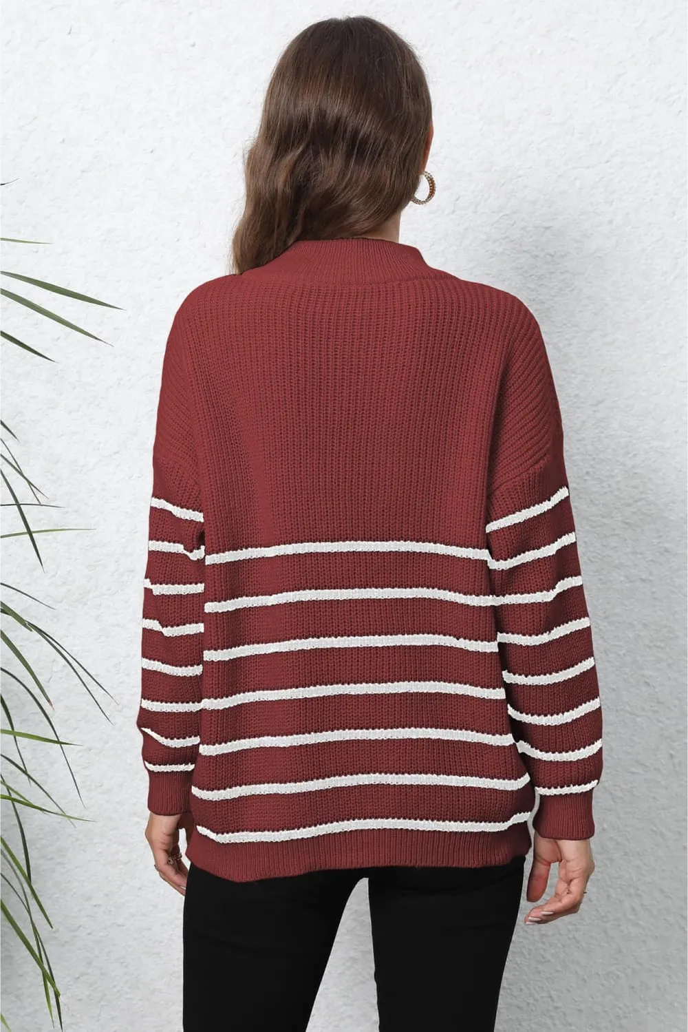 Mock Neck Long Sleeve Zip-Up Sweater, image 15