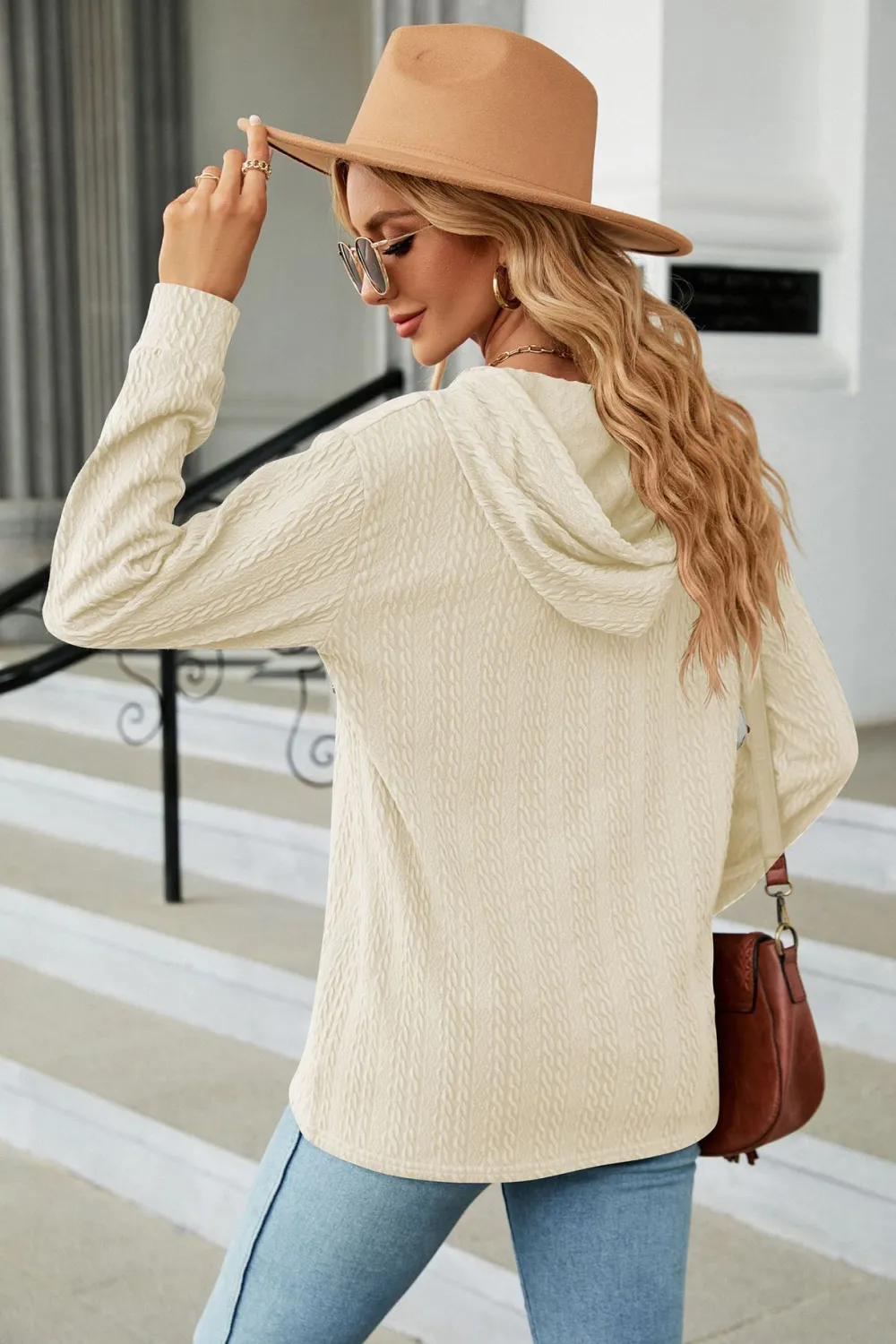 Cable-Knit Long Sleeve Hoodie, image 19