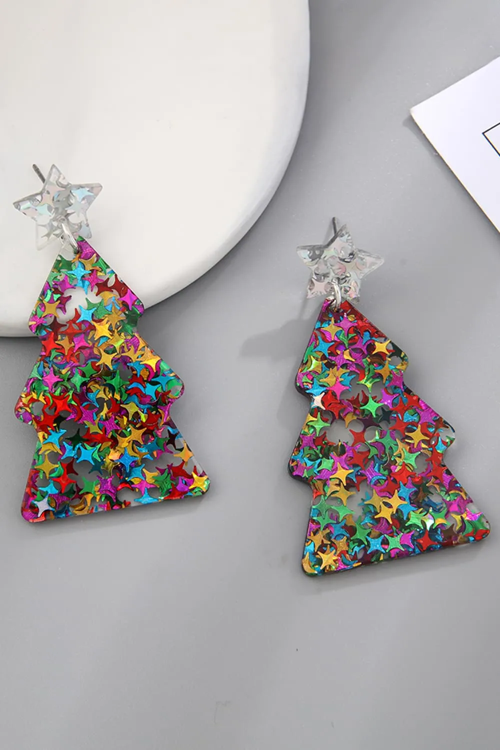 Christmas Tree Acrylic Earrings, image 5