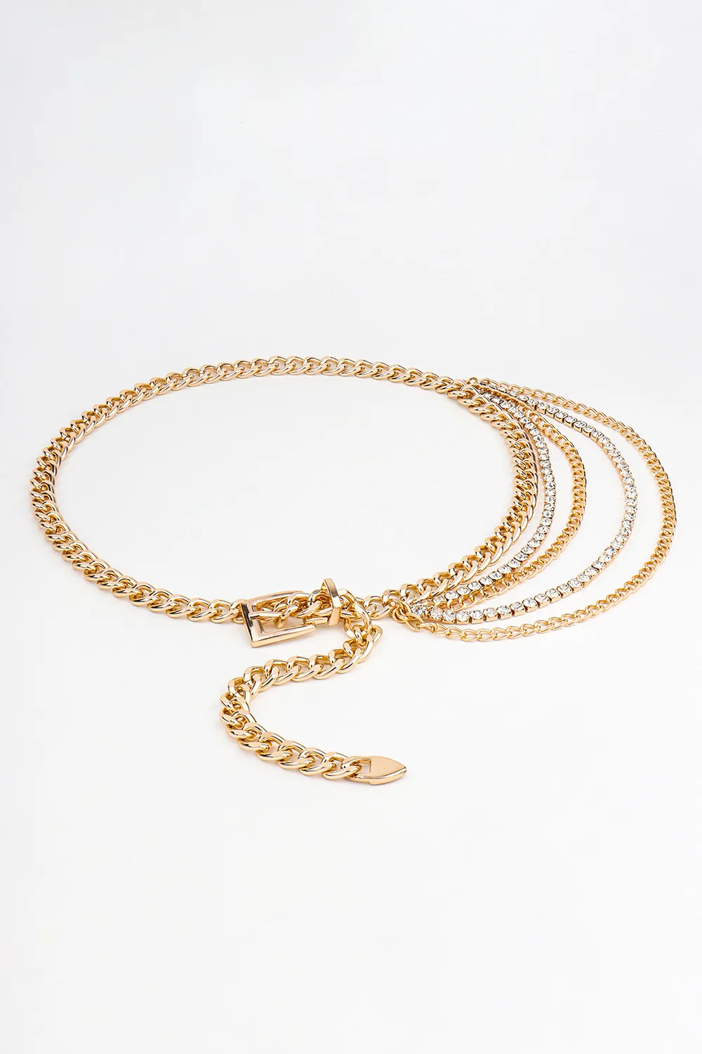 Rhinestone Decor Metal Chain Belt, image 4