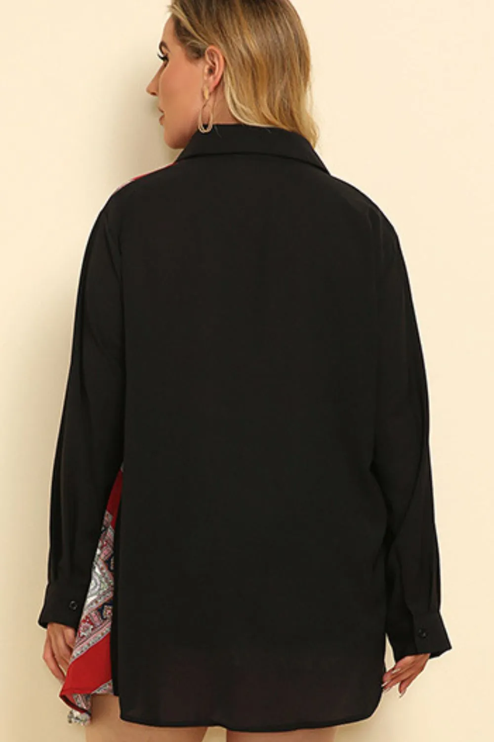 Plus Size Color Block Button Front Shirt, image 2