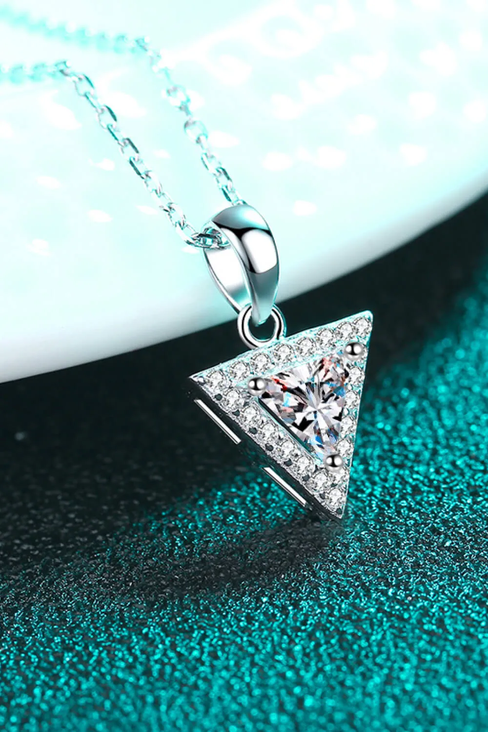 925 Sterling Silver Triangle Moissanite Pendant Necklace, image 5