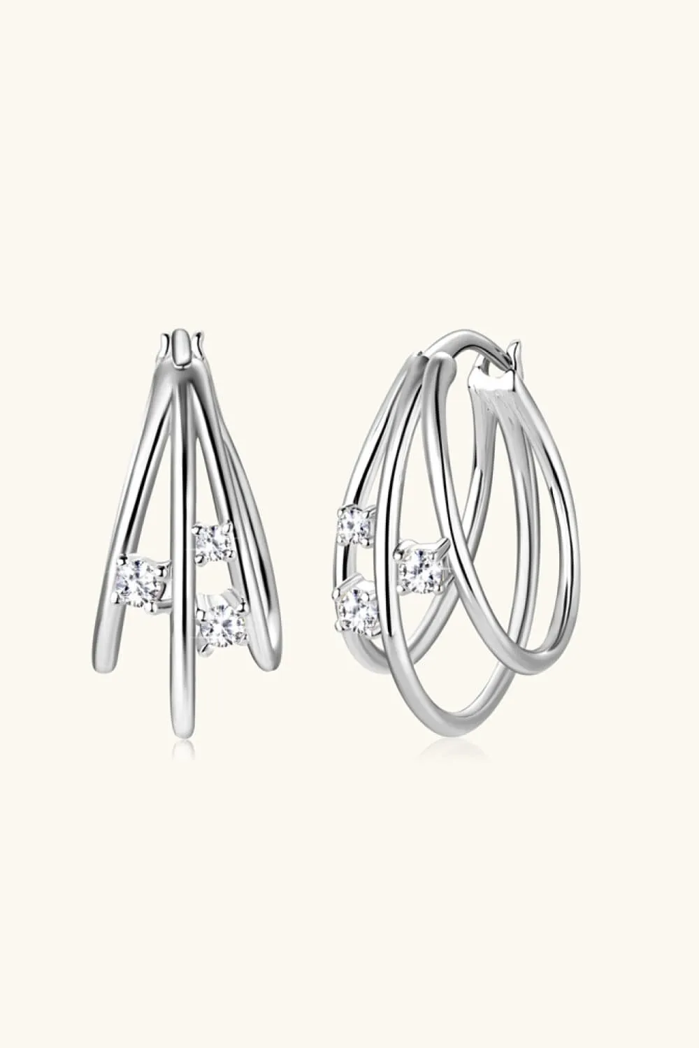 Moissanite 925 Sterling Silver Layered Earrings, image 4