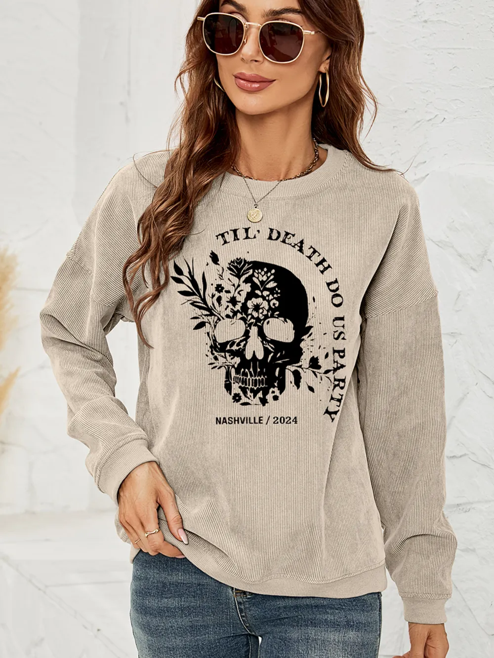 Skull Graphic Dropped Shoulder Sweatshirt, image 8