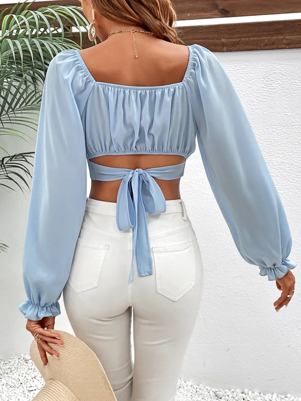 Raglan Sleeve Cropped Blouse, image 2