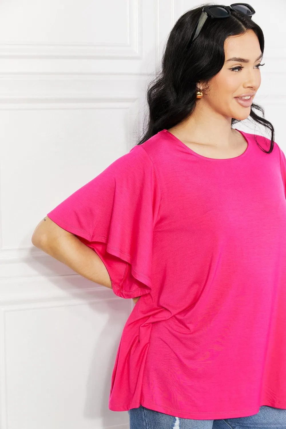 Full Size More Than Words Flutter Sleeve Top, image 3