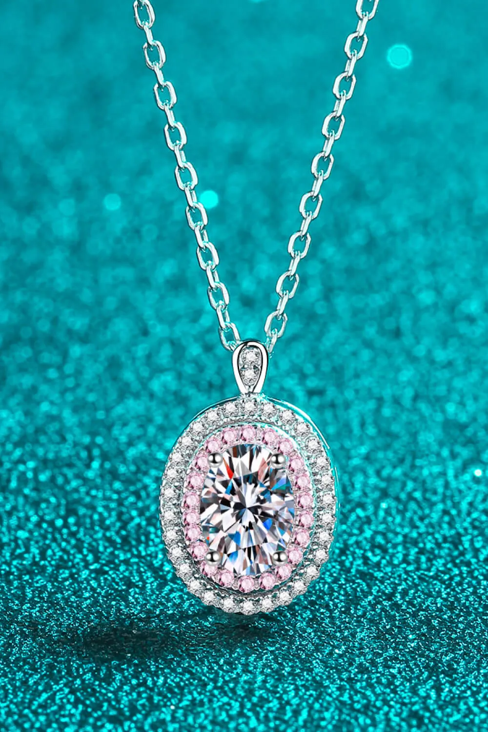 925 Sterling Silver Rhodium-Plated 1 Carat Moissanite Pendant Necklace, image 6