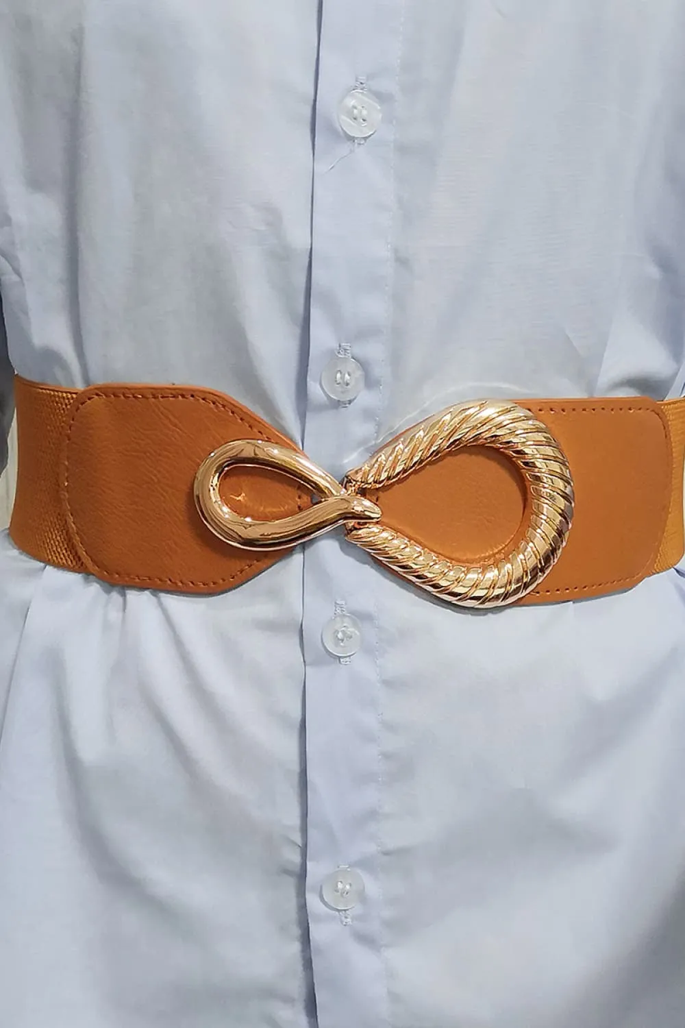 Ribbed Alloy Buckle Elastic Belt, image 6