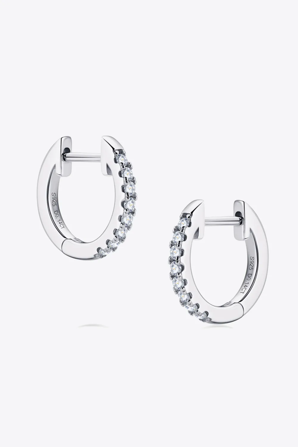Moissanite 925 Sterling Silver Huggie Earrings, image 4