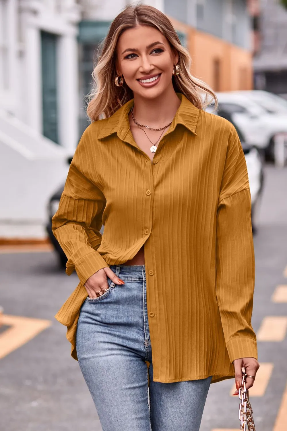 Slit Dropped Shoulder Longline Shirt, image 7