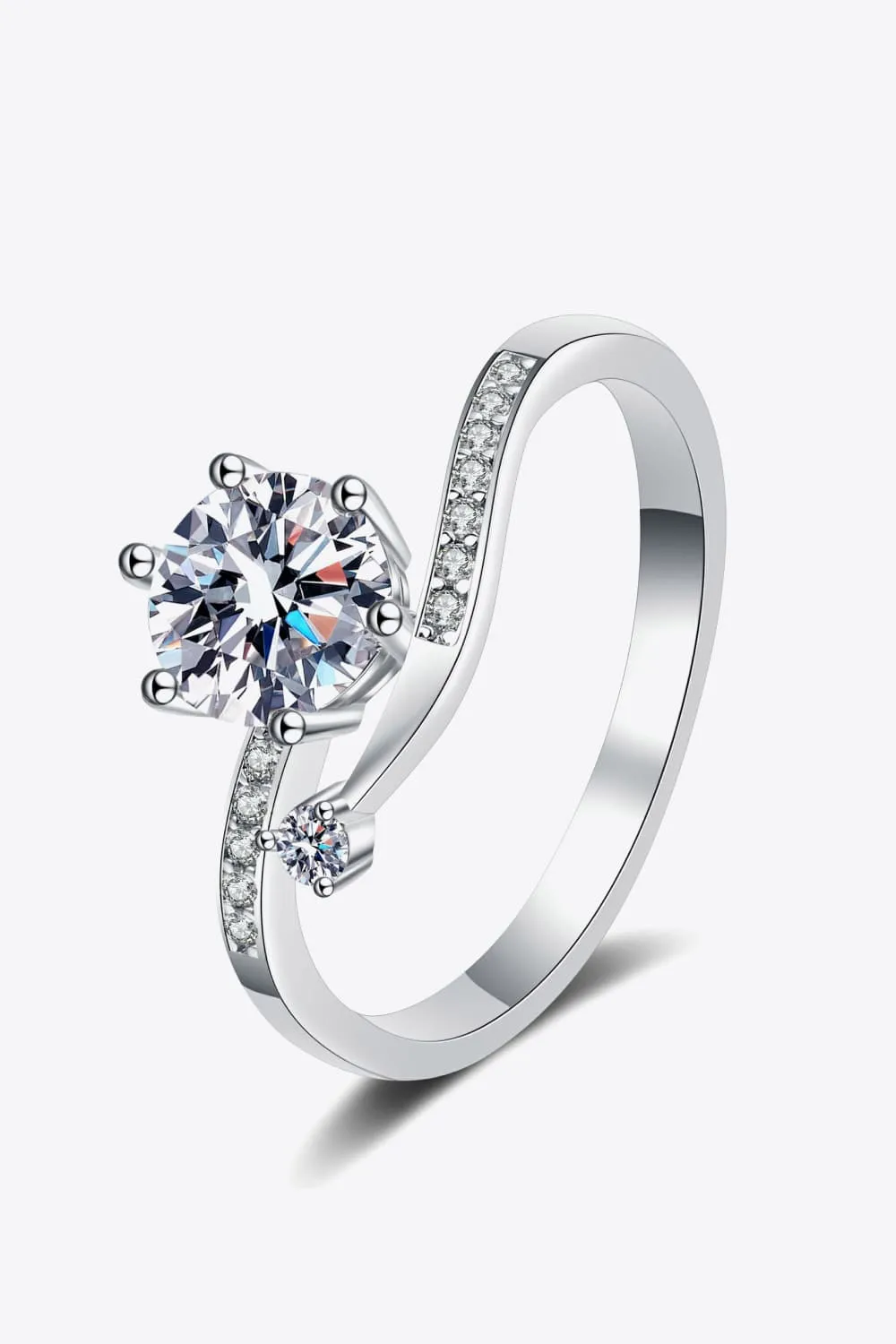 1 Carat Moissanite 925 Sterling Silver Bypass Ring, image 2