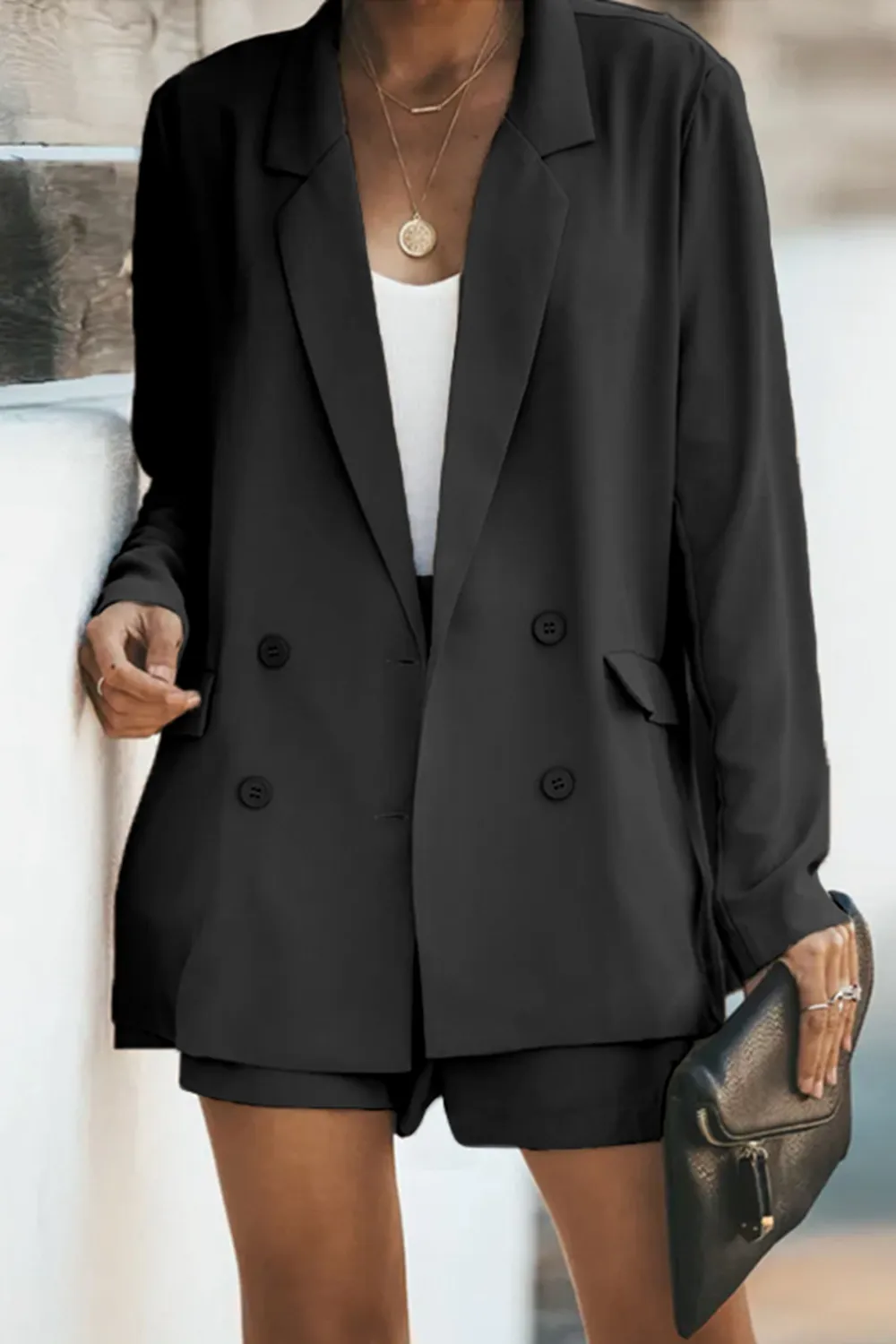 Longline Blazer and Shorts Set with Pockets, image 8